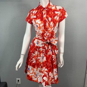DVF Diane Von Furstenberg Red Floral Scarlet Dress